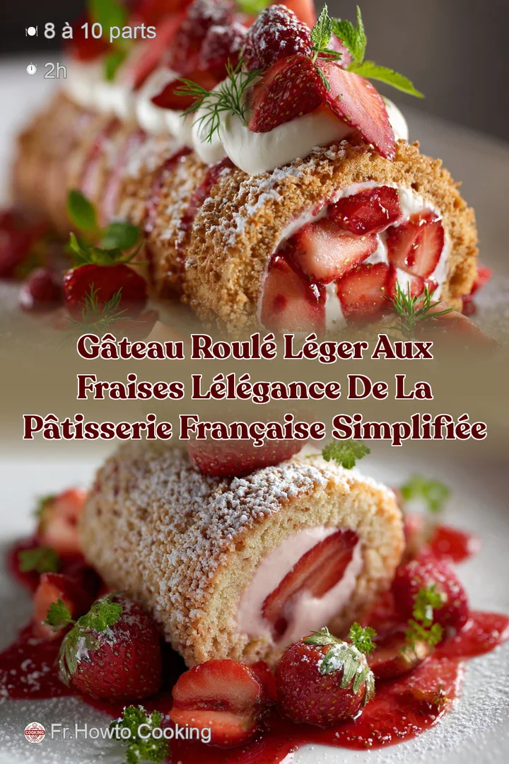 G&acirc;teau Roul&eacute; L&eacute;ger aux Fraises L&eacute;l&eacute;gance de la P&acirc;tisserie Fran&ccedil;aise Simplifi&eacute;e