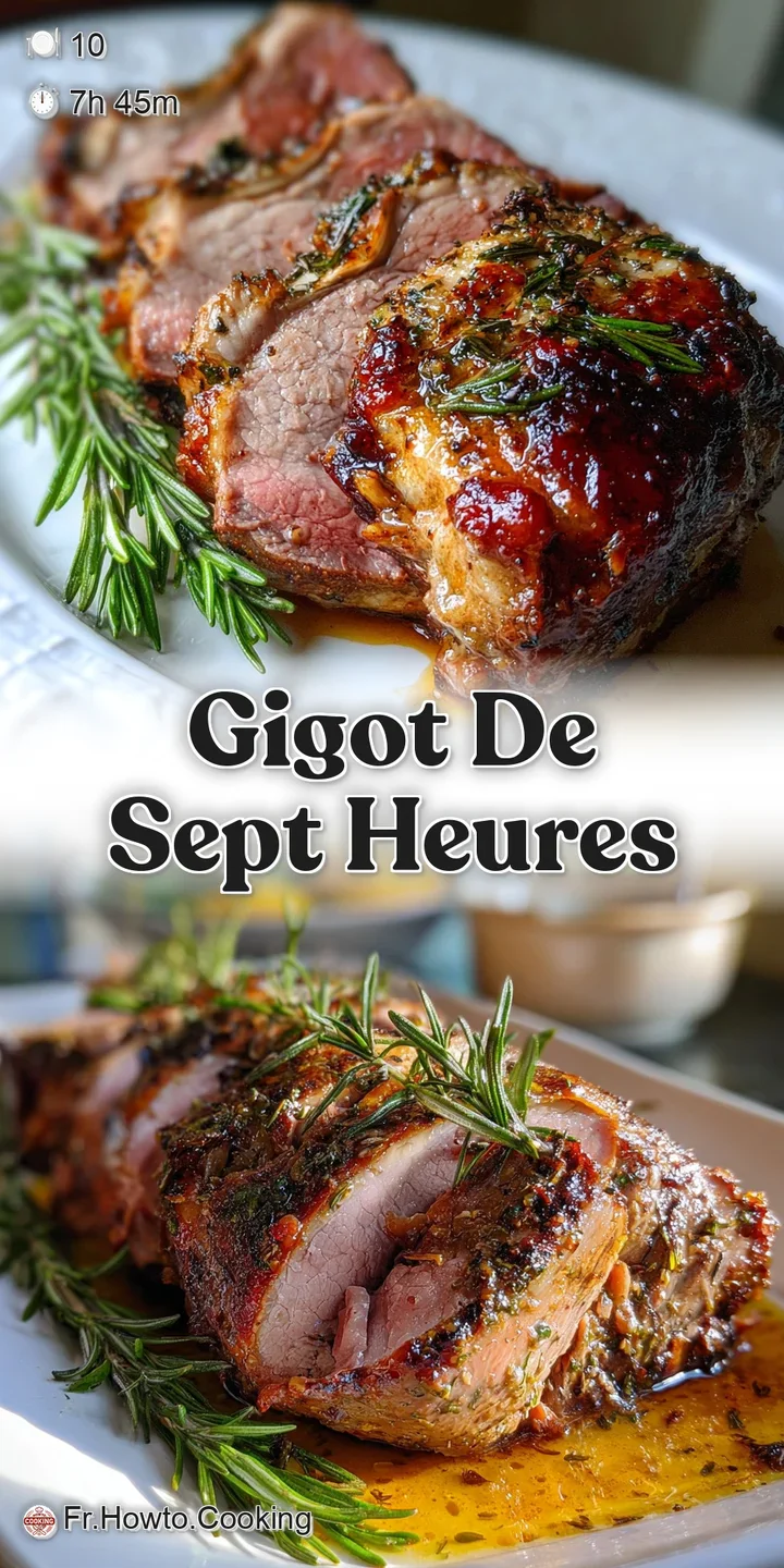 Close-up: Juicy, shredded lamb Gigot with a crispy crust, swimming in savory juices, promising incredible flavor and tende...