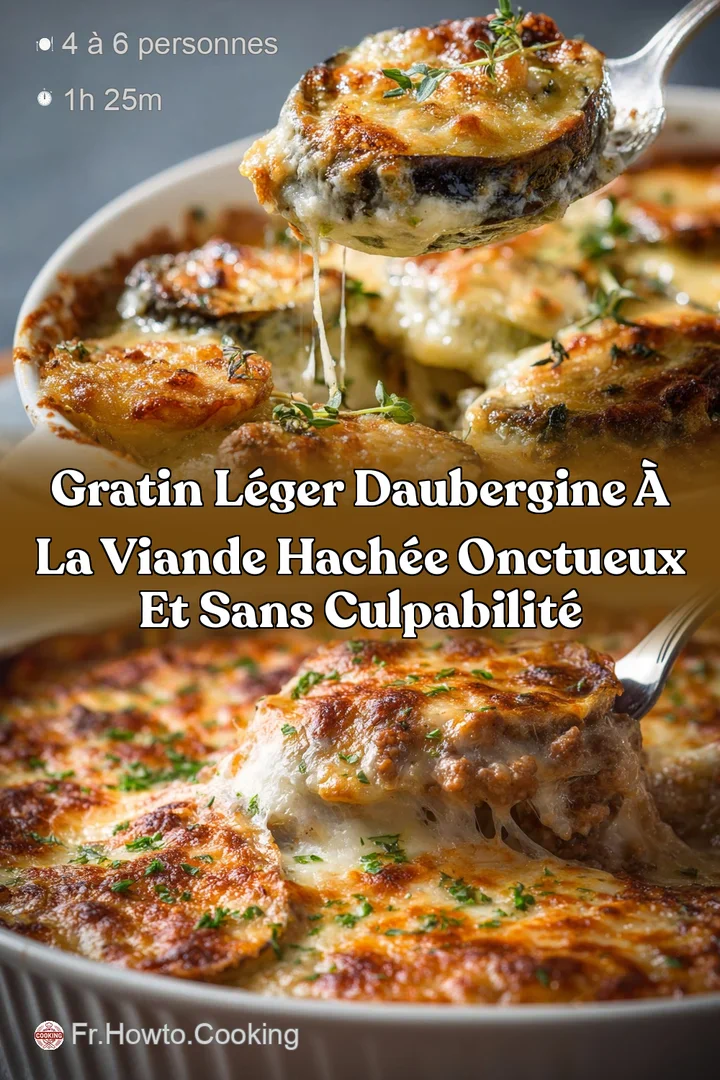 Gratin l&eacute;ger daubergine &agrave; la viande hach&eacute;e onctueux et sans culpabilit&eacute;