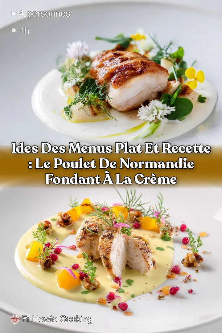 Ides des menus Plat et Recette : Le Poulet de Normandie fondant &agrave; la cr&egrave;me