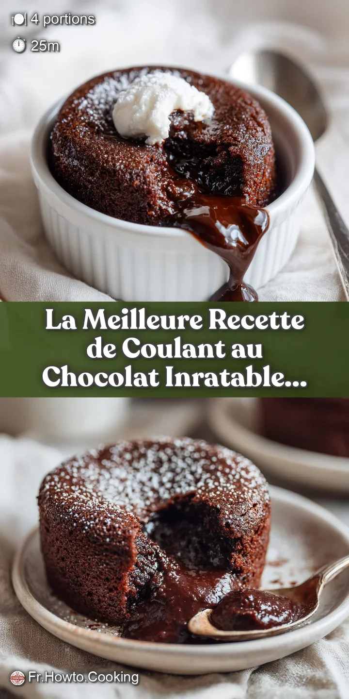 Close-up of a rich, dark chocolate lava cake with a gooey center, the surface cracked and dusted with cocoa.