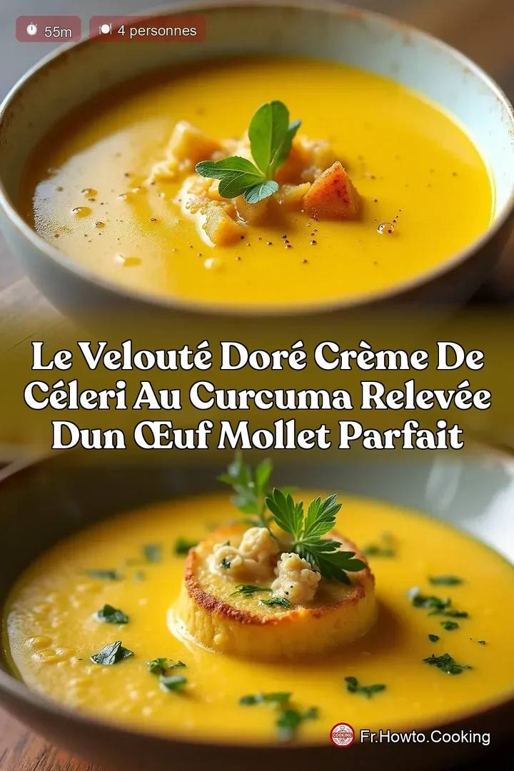 Le Velouté Doré Crème de Céleri au Curcuma Relevée dun Œuf Mollet Parfait