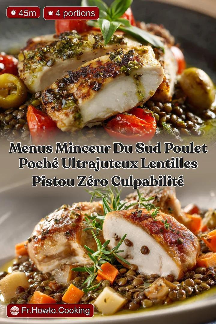 Menus Minceur du Sud Poulet Poch&eacute; UltraJuteux Lentilles Pistou Z&eacute;ro Culpabilit&eacute;