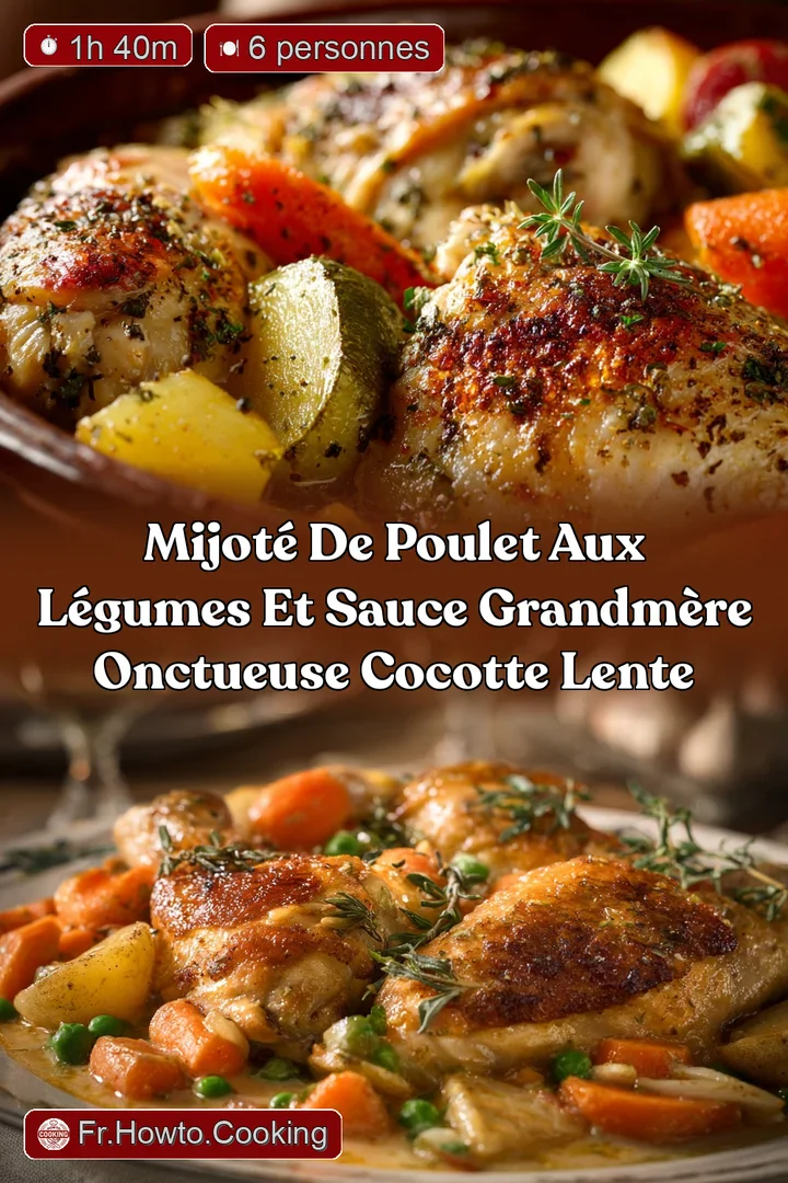 Mijot&eacute; de Poulet aux L&eacute;gumes et Sauce GrandM&egrave;re Onctueuse Cocotte Lente