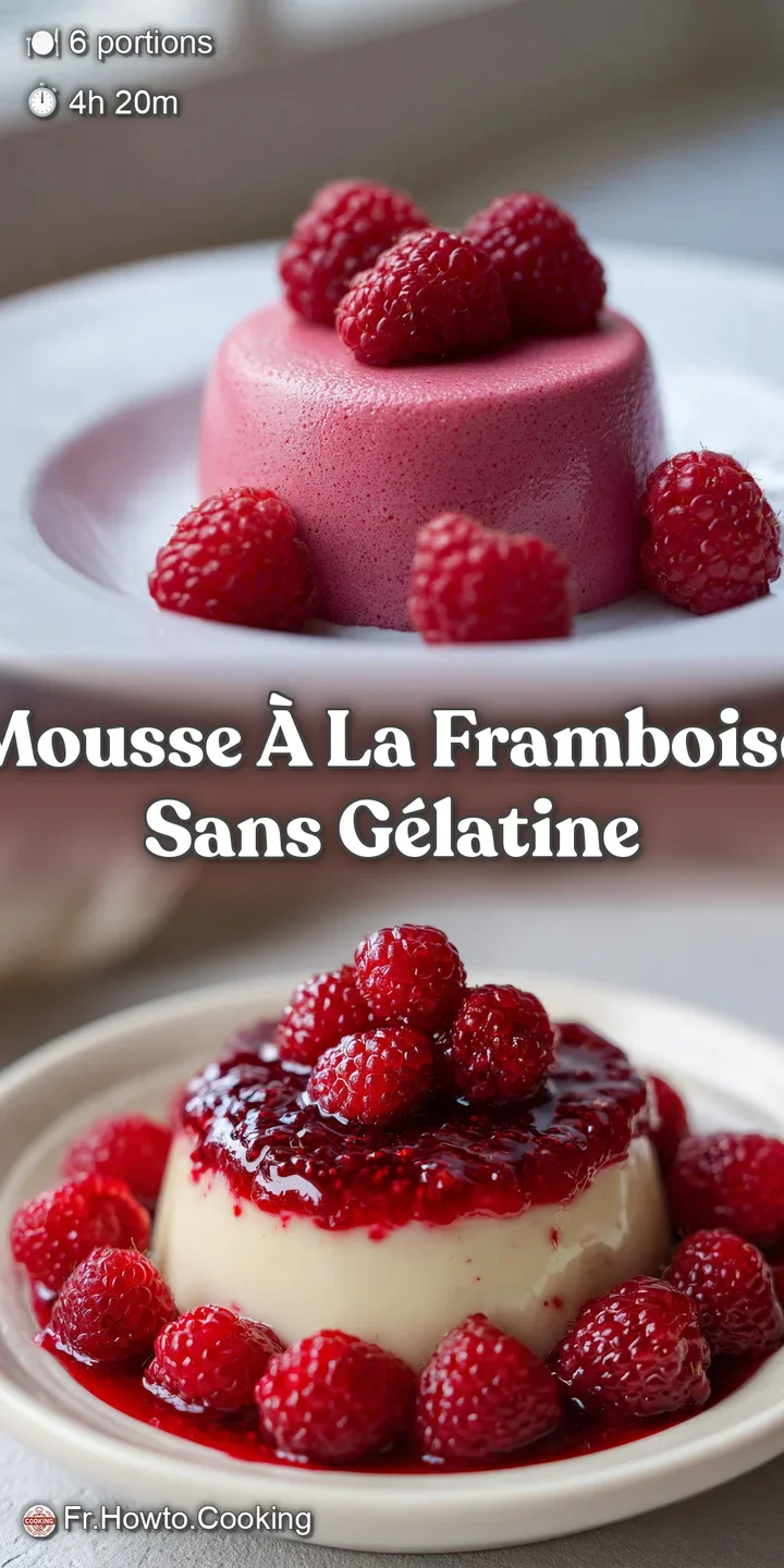 Close-up of a luscious, airy raspberry mousse with fresh, glistening raspberries showing juicy texture.