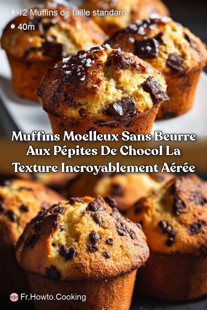 Muffins moelleux sans beurre aux p&eacute;pites de chocol La texture incroyablement a&eacute;r&eacute;e