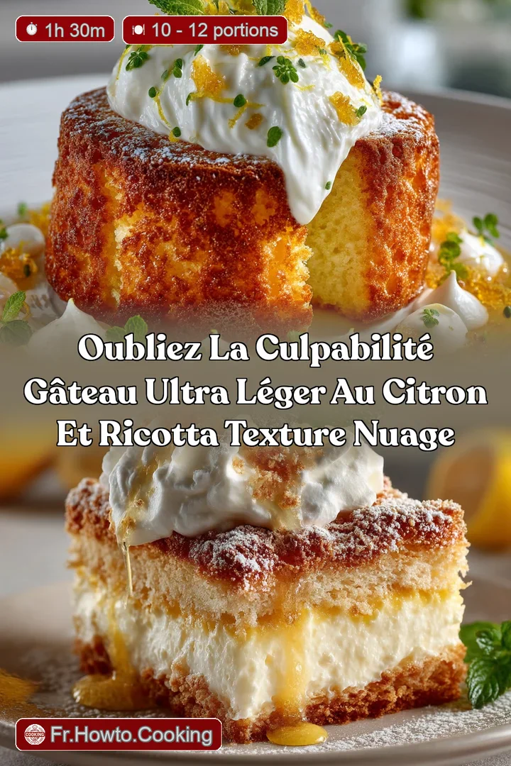 Oubliez la culpabilit&eacute; G&acirc;teau Ultra L&eacute;ger au Citron et Ricotta Texture Nuage