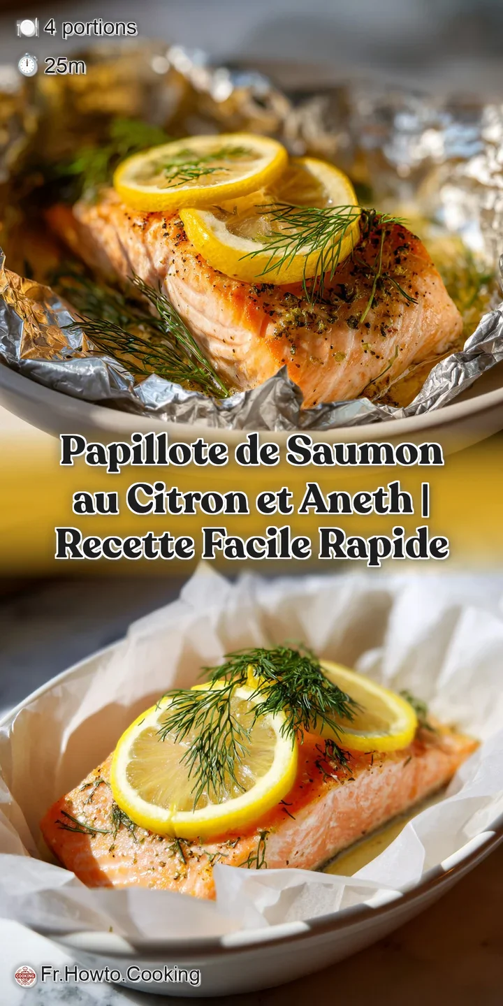 Close-up of tender salmon, infused with bright lemon and fresh dill. Steaming slightly, the parchment is pulled back to re...