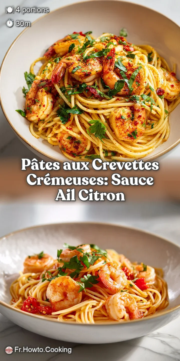 Close-up showcasing the creamy texture of shrimp pasta; tender shrimp nestled within the glossy, perfectly-cooked noodles.