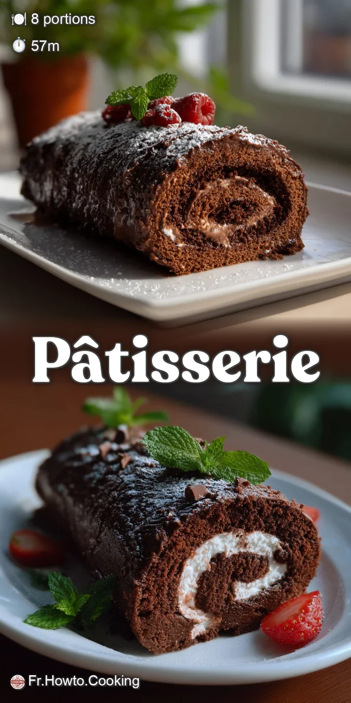 Close-up of a warm, chocolate moelleux, with a gooey, flowing center. The rich, dark surface contrasts against the light i...