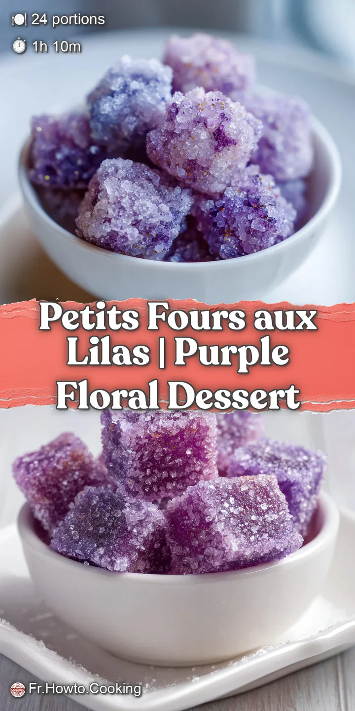 Close-up of a tender mini cake with a swirl of purple buttercream and a shimmering glaze.