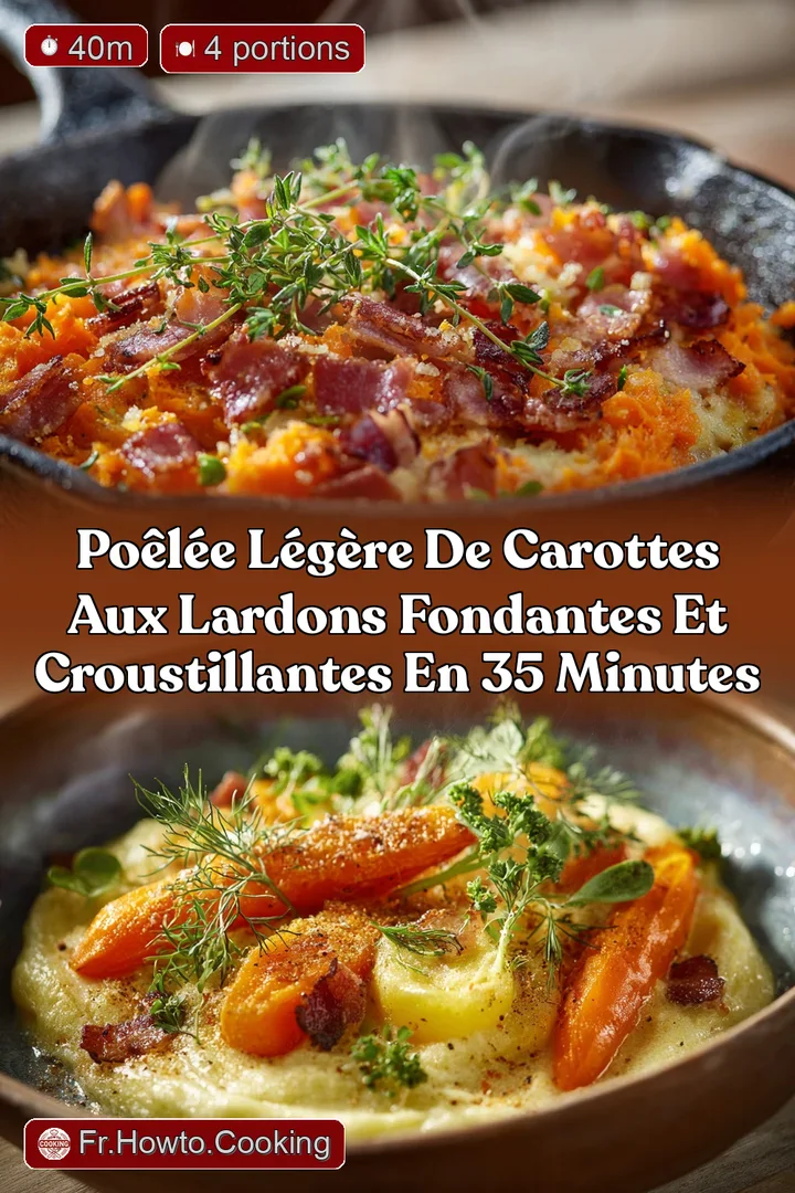 Po&ecirc;l&eacute;e L&eacute;g&egrave;re de Carottes aux Lardons Fondantes et croustillantes en 35 minutes