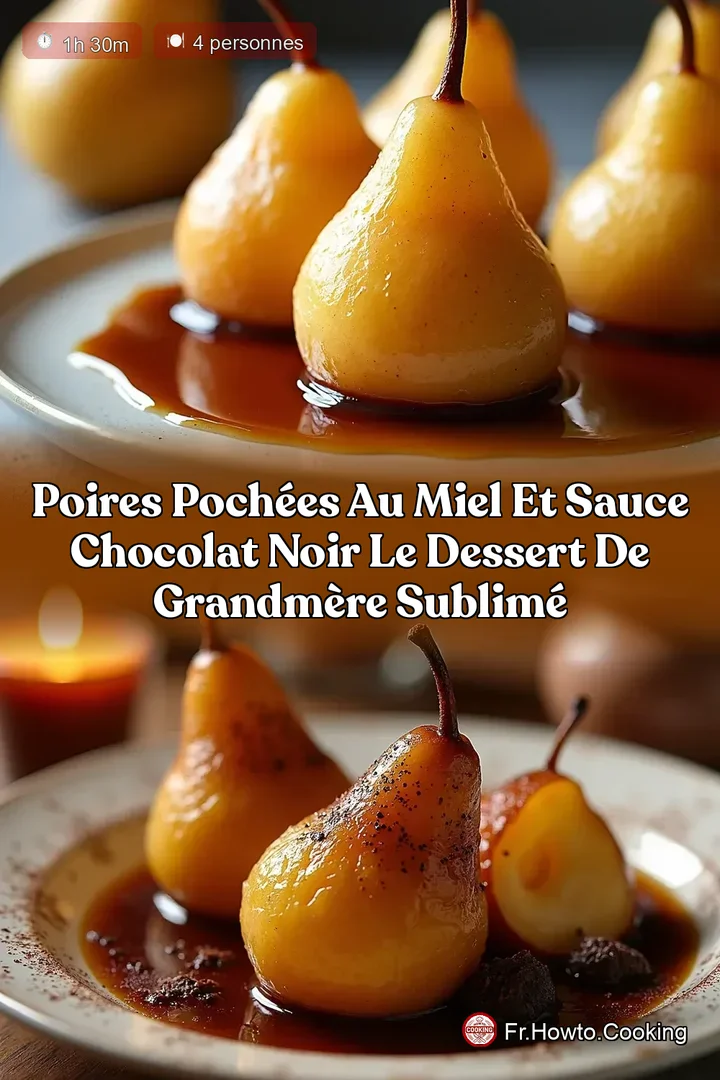 Poires Pochées au Miel et Sauce Chocolat Noir le Dessert de GrandMère Sublimé