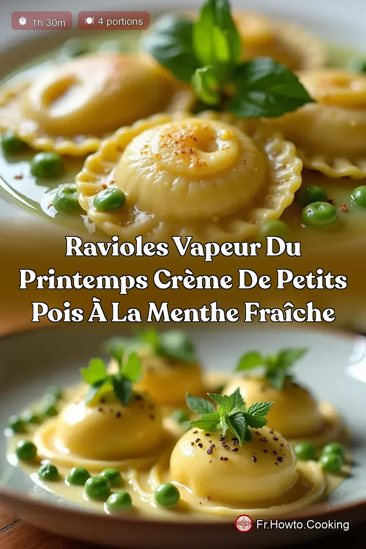 Ravioles Vapeur du Printemps Crème de Petits Pois à la Menthe Fraîche
