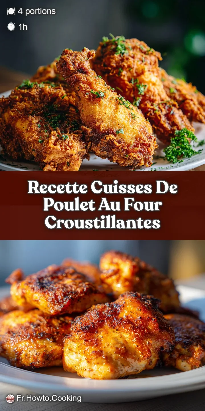 Close-up of a perfectly roasted chicken thigh; deeply browned, crackling skin, and juicy meat; visible herbs and glistenin...