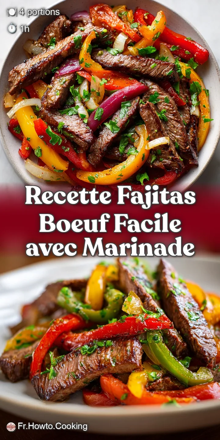 Close-up of glistening, charred beef strips mingling with soft, caramelized onions and vibrant bell peppers in a sizzling ...