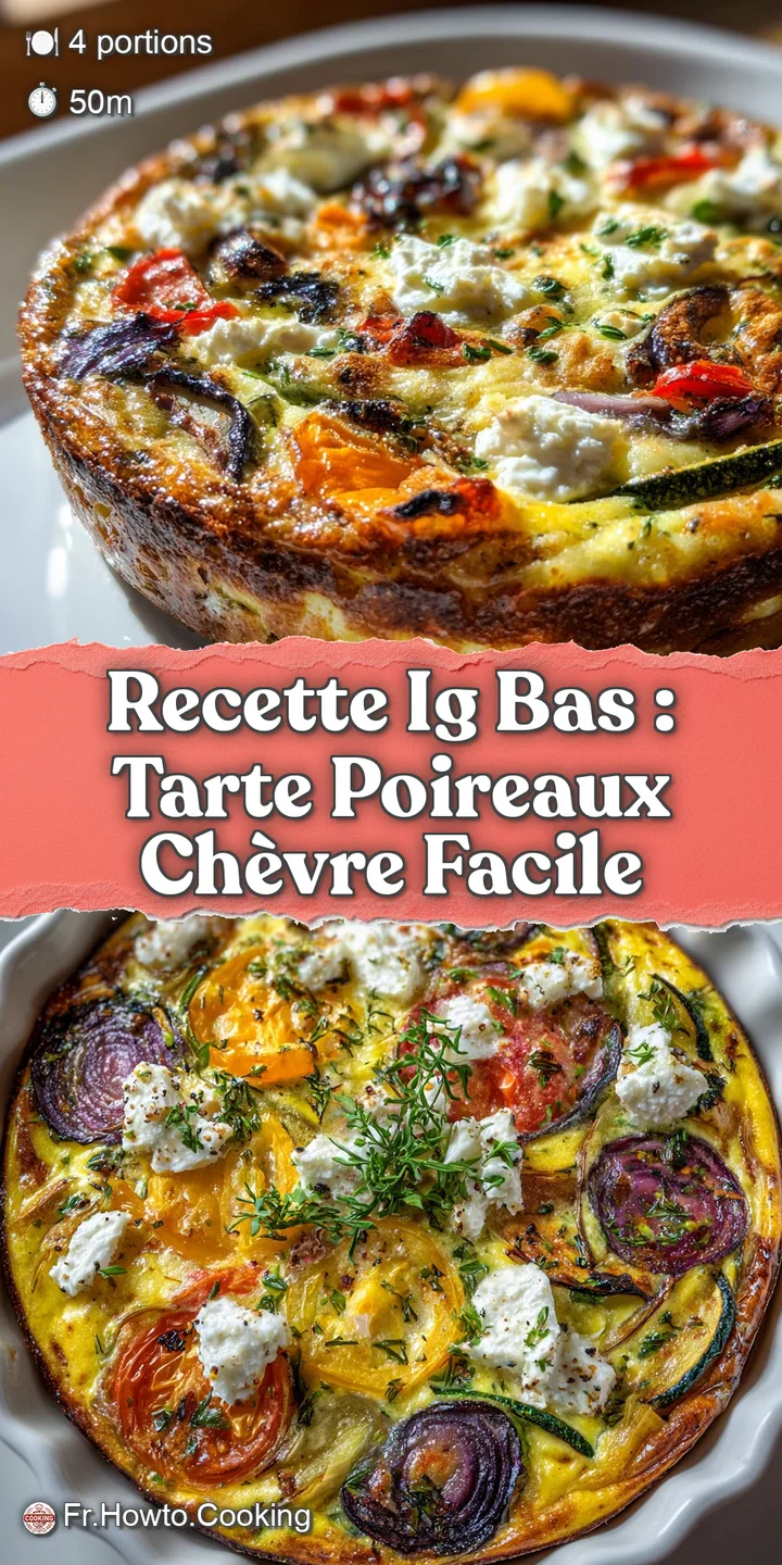 Close-up of a warm leek and goat cheese tart, showcasing the flaky crust and the creamy, bubbling filling with caramelized...