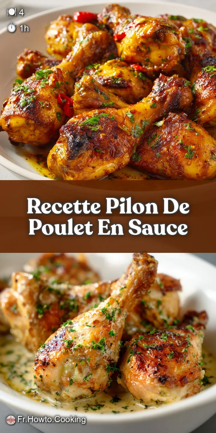 Close-up of a glistening chicken drumstick in a flavorful dark sauce. The savory aroma is practically visible. Comfort foo...