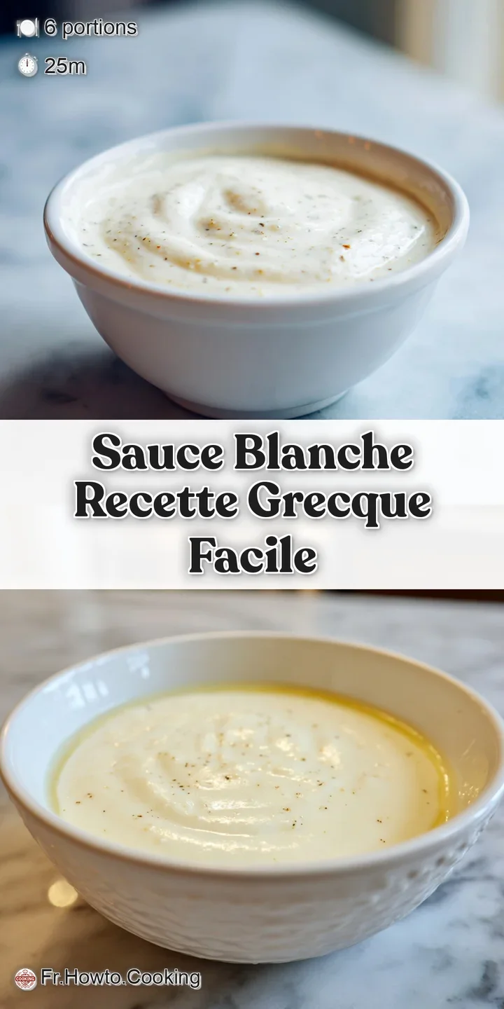 Close-up of the white sauce, showcasing its velvety smoothness and flecks of fresh herbs. The texture looks rich and invit...