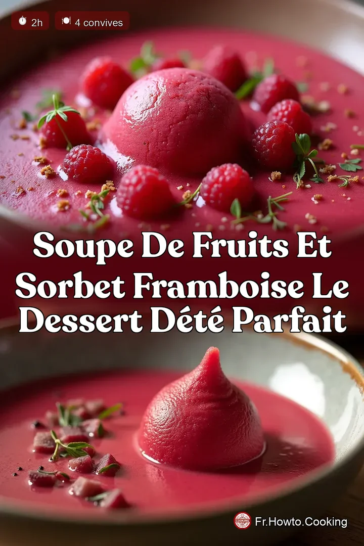 Soupe de Fruits et Sorbet Framboise Le Dessert dÉté Parfait