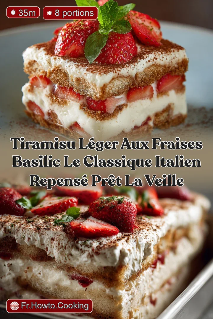 Tiramisu L&eacute;ger aux Fraises Basilic Le Classique Italien Repens&eacute; Pr&ecirc;t la Veille