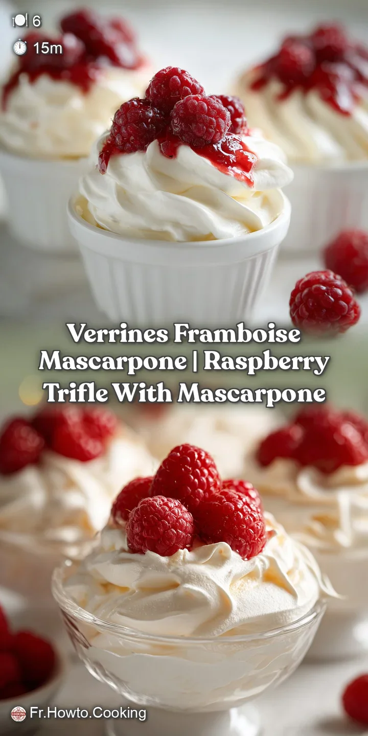 Close-up of creamy mascarpone swirled with tart raspberries and crisp meringue pieces.