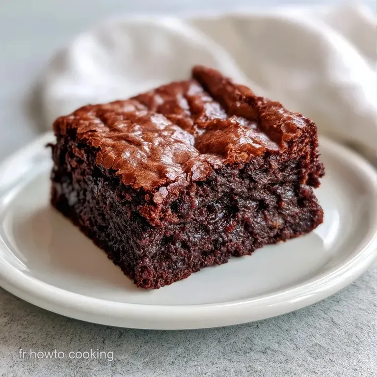 Un carr&eacute; de chocolat fondant pos&eacute; sur une assiette blanche, accompagn&eacute; d'une touche de cr&egrave;me onctueuse et blanche.