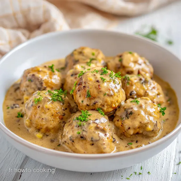 Boulettes de Viande Sauce Cr&eacute;meuse aux Champignons