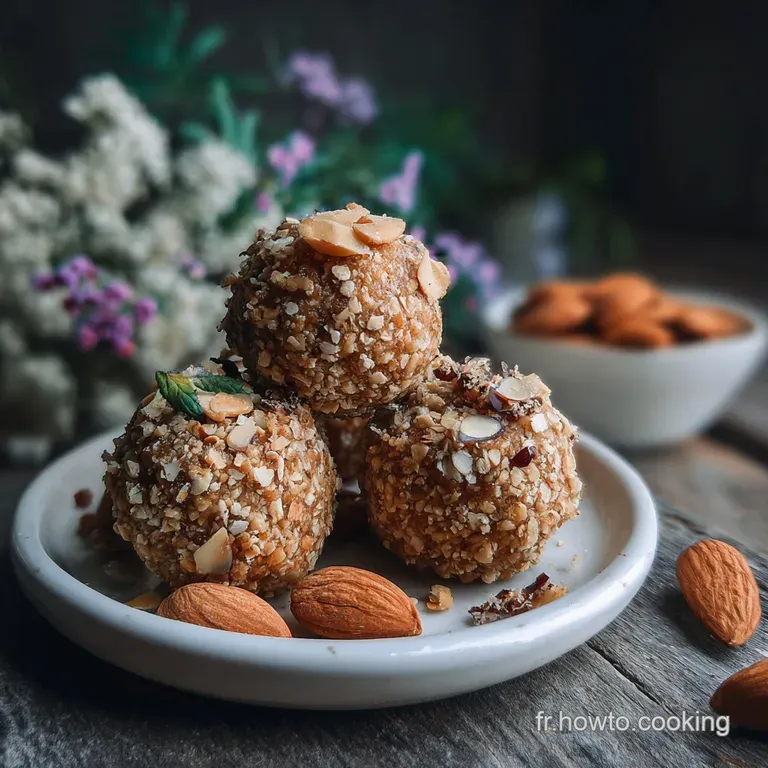 Three juicy, browned meatballs nestled on a bed of creamy mashed potatoes, glistening with sauce and topped with fresh par...