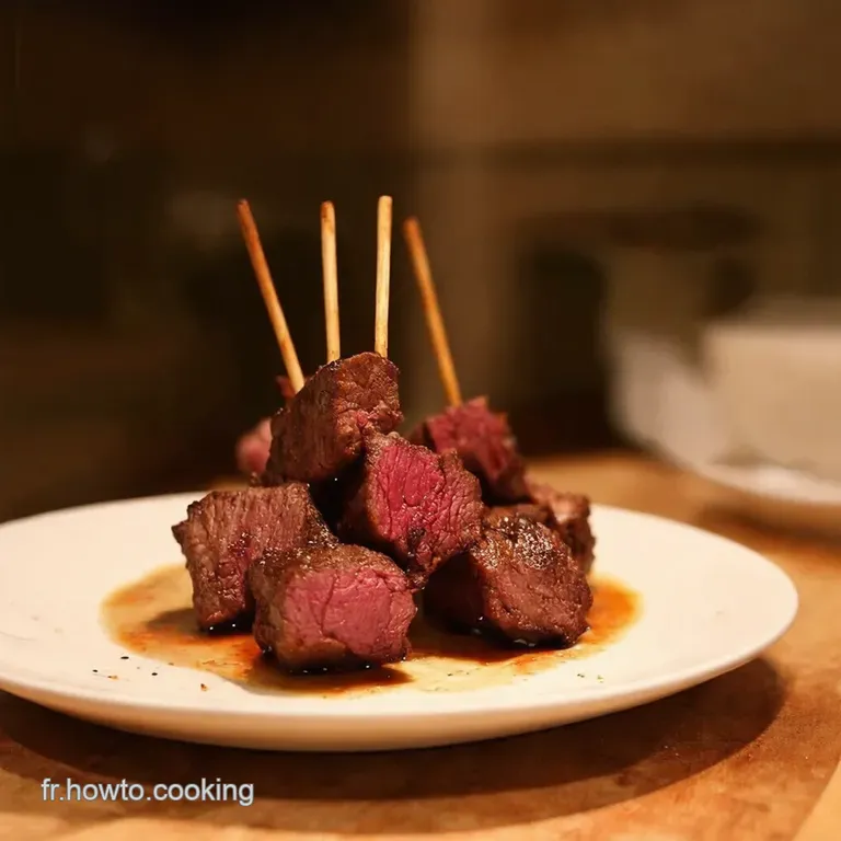 Brochettes De B&oelig;uf Marin&eacute;es &Agrave; La Parisienne presentation