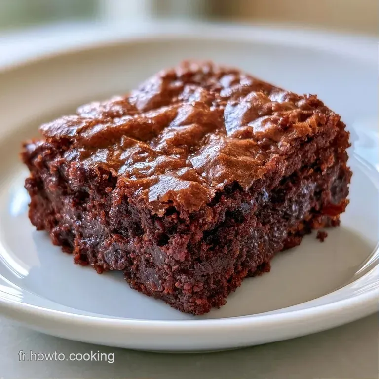 Part de g&acirc;teau fondant brun fonc&eacute; sur assiette blanche, saupoudr&eacute;e de sucre glace avec une framboise fra&icirc;che.