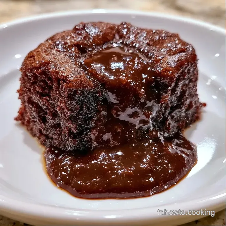 Dessert fondant sur assiette blanche, agr&eacute;ment&eacute; d'une framboise rouge vive et d'un filet de cr&egrave;me onctueuse.