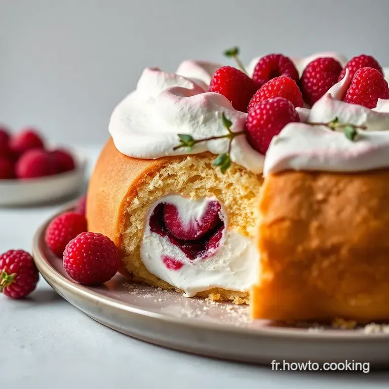 B&ucirc;che De No&euml;l Meringu&eacute;e Framboises Chantilly presentation