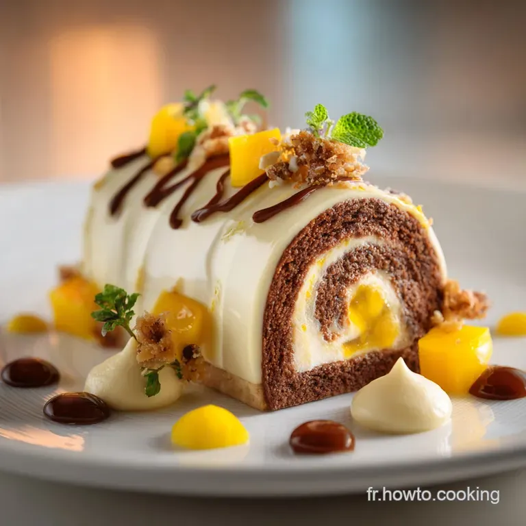 B&ucirc;che Exotique Et Chocolat Blanc La Recette De Mousse Passion Et Mangue presentation