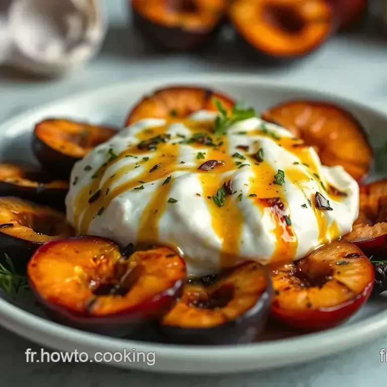 Burrata aux P&ecirc;ches Grill&eacute;es Pistaches et Basilic