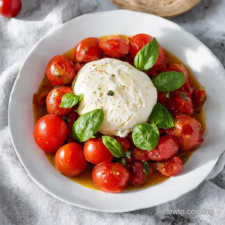 Burrata aux Tomates Cerises Rôties et Basilic