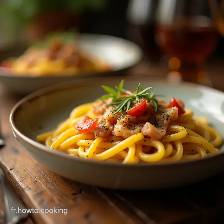 Carbonara Rustique aux Pommes de Terre Croustillantes et Guanciale Croquant presentation