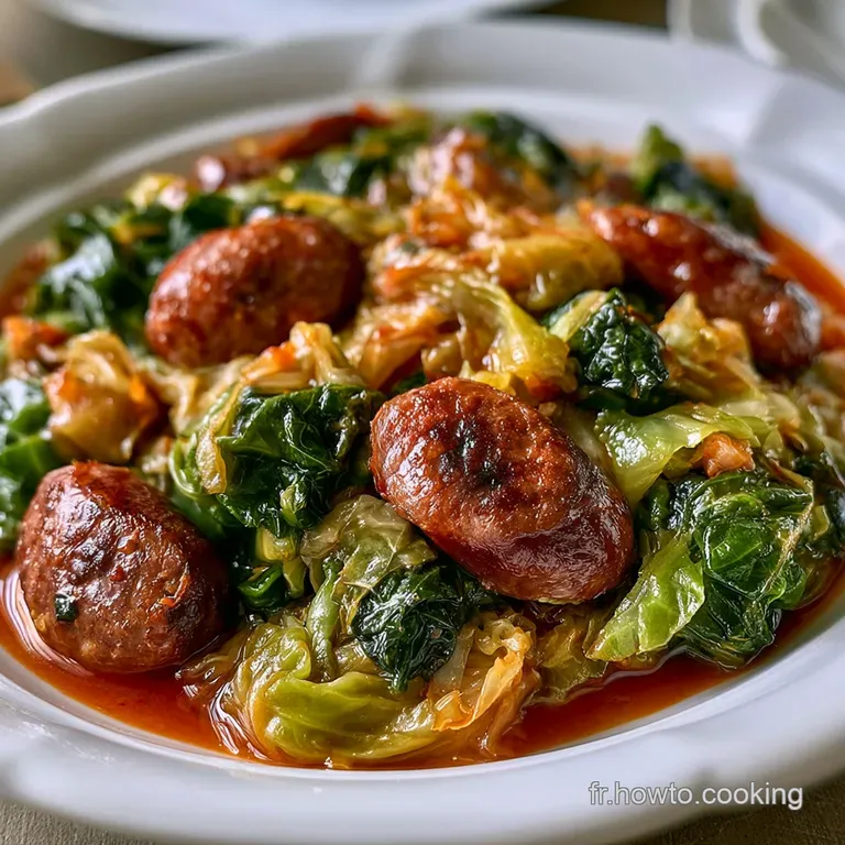 Chou Brais&eacute; aux Saucisses: Mijot&eacute; et Fondant