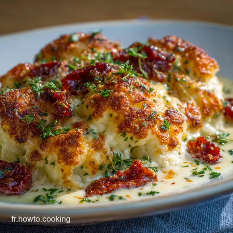 Choufleur R&ocirc;ti Au Parmesan Croquant Et Chorizo Piquant presentation