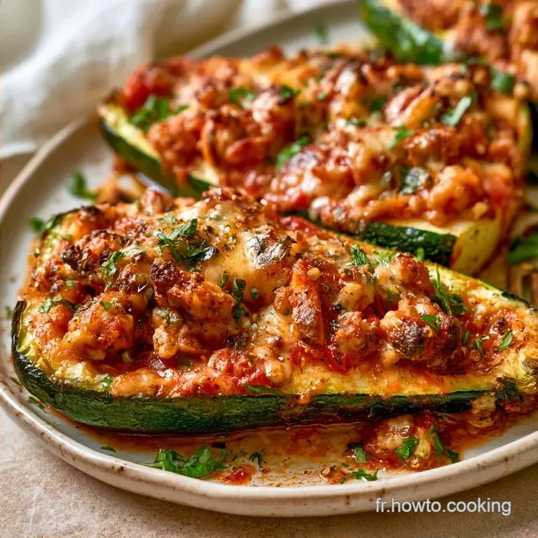 Courgettes Farcies &agrave; la Viande Hach&eacute;e et Sauce Tomate