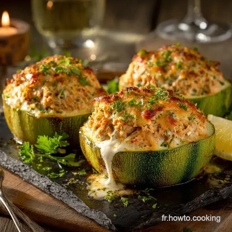 Courgettes Farcies Au Thon Et Fromage Frais Les Bateaux De L&eacute;t&eacute; presentation