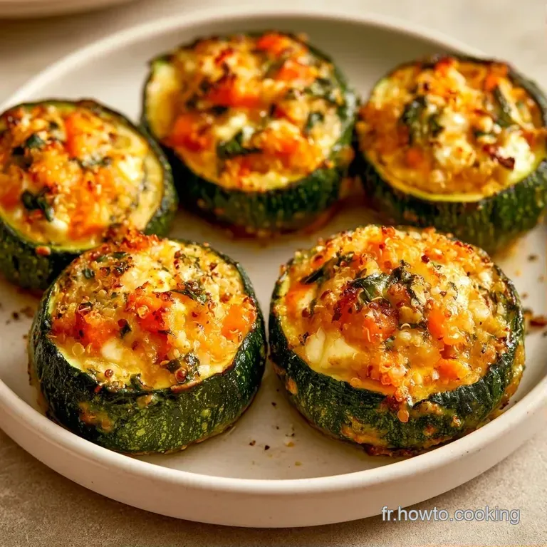 Courgettes r&ocirc;ties dress&eacute;es sur une assiette blanche, agr&eacute;ment&eacute;es d'herbes vertes fra&icirc;ches et d'un &eacute;clat de feta.