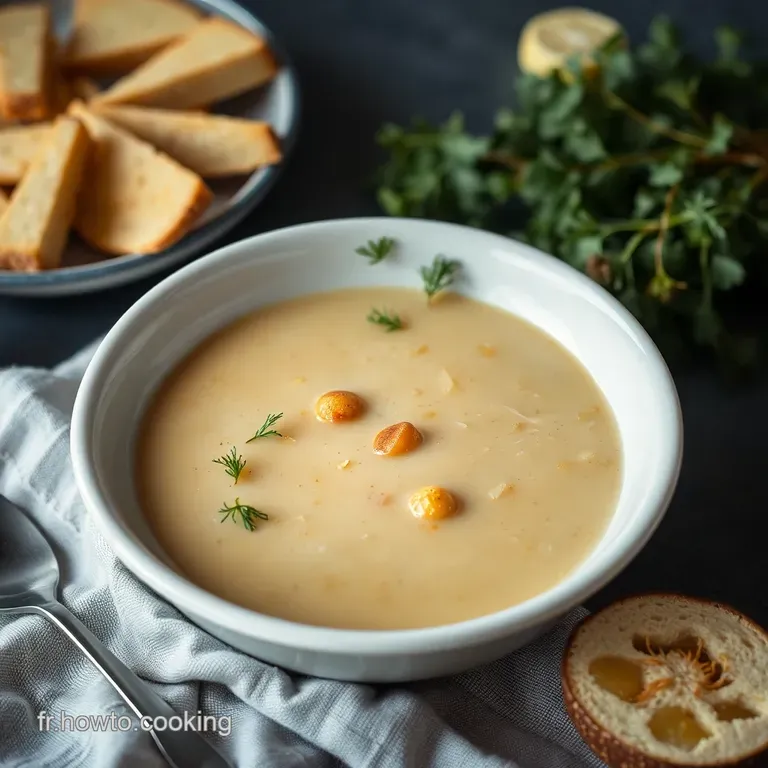 Cr&egrave;me De Topinambours Velout&eacute;e Au Noisettes Grill&eacute;es presentation