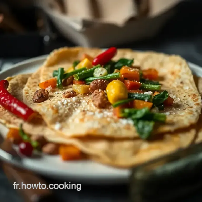 Cr&ecirc;pes V&eacute;g&eacute;tariennes Aux L&eacute;gumes Saut&eacute;s Et Fromage De Ch&egrave;vre presentation