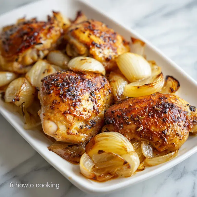 Cuisses de Poulet R&ocirc;ties aux Oignons Croustillants