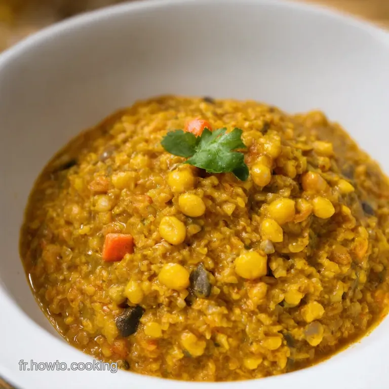 Dahl Doré aux Lentilles Rouges et Épices Indiennes presentation