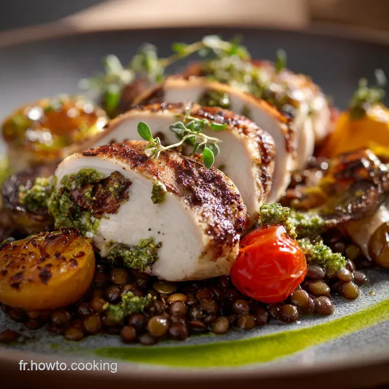 Le Balancé du Sud Filet de Poulet Poché Lentilles et Pistou Léger