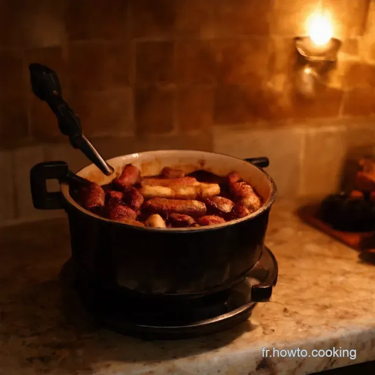 Fondue Dendives Aux Saucisses Fum&eacute;es presentation