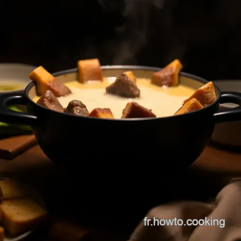 Fondue Savoyarde : Viande En Pommes De Terre presentation