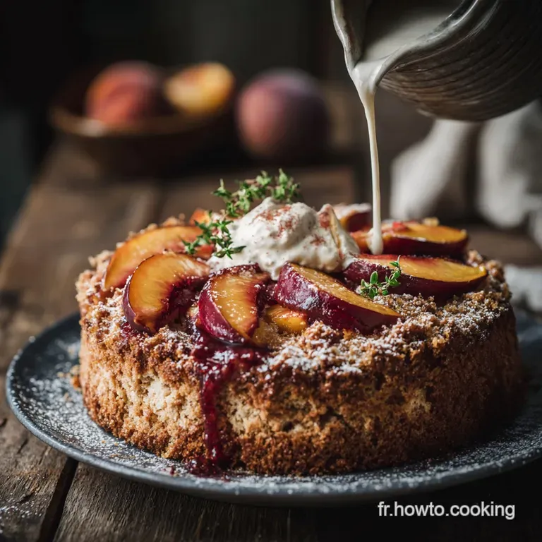 G&acirc;teau L&eacute;ger Au Yaourt Et Aux P&ecirc;ches Le Nuage De L&eacute;t&eacute; Aux P&ecirc;ches R&ocirc;ties presentation